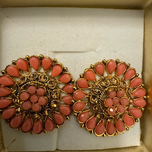 Beautiful Round Orange Drop Earrings - Picture 3 of 3